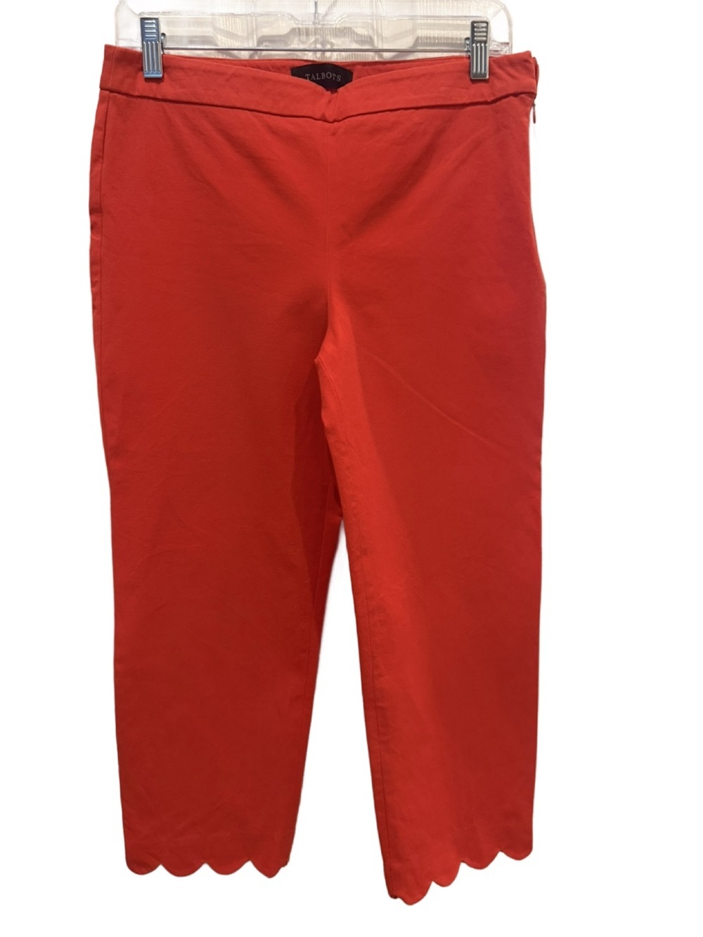 Talbots Coral-Red Cropped Pants with Scalloped Hem. 6P